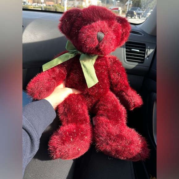 RUSS Spangles Red Teddy Bear 14 Inches Festive Opalescent Fur - Picture 4 of 7